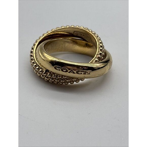 Coach gold beaded link ring set Size 8